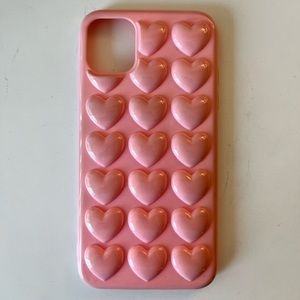 Pink heart iphone 11 case